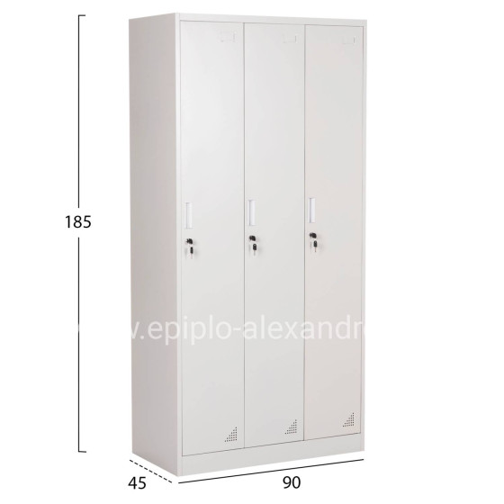METAL TRIPLE LOCKER WITH KEYLOCKS ALTONA HM5634.11 GREY 90x45x185Hcm.