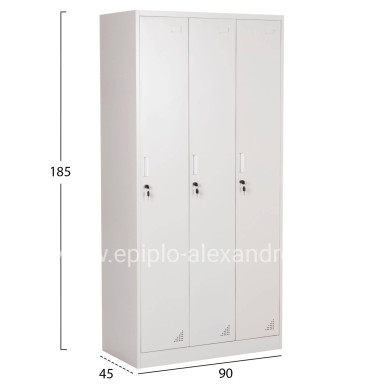 METAL TRIPLE LOCKER WITH KEYLOCKS ALTONA HM5634.11 GREY 90x45x185Hcm.