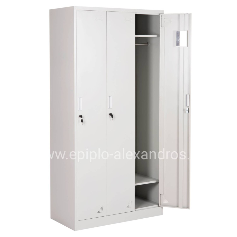 METAL TRIPLE LOCKER WITH KEYLOCKS ALTONA HM5634.11 GREY 90x45x185Hcm.
