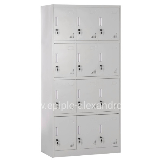 LOCKER METALLIC WITH 12 CABINETS WITH KEY LOCKS BEXLEY HM5637.11 LIGHT GREY 90x45x185Hcm.