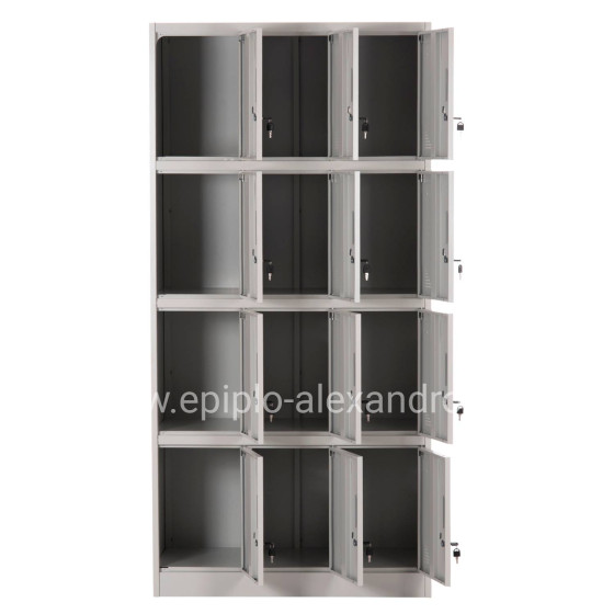 LOCKER METALLIC WITH 12 CABINETS WITH KEY LOCKS BEXLEY HM5637.11 LIGHT GREY 90x45x185Hcm.