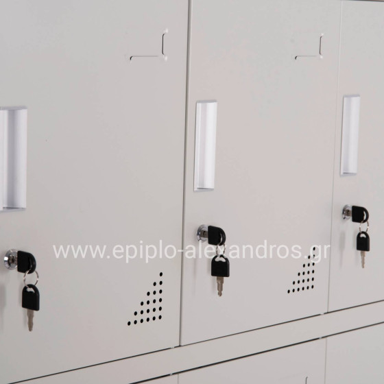 ΦΟΡΙΑΜΟΣ ΜΕΤΑΛΛΙΚΟΣ BEXLEY ΜΕ 12 ΝΤΟΥΛΑΠΑΚΙΑ ΜΕ ΚΛΕΙΔΙ HM5637.11 ΓΚΡΙ 90x45x185Υεκ