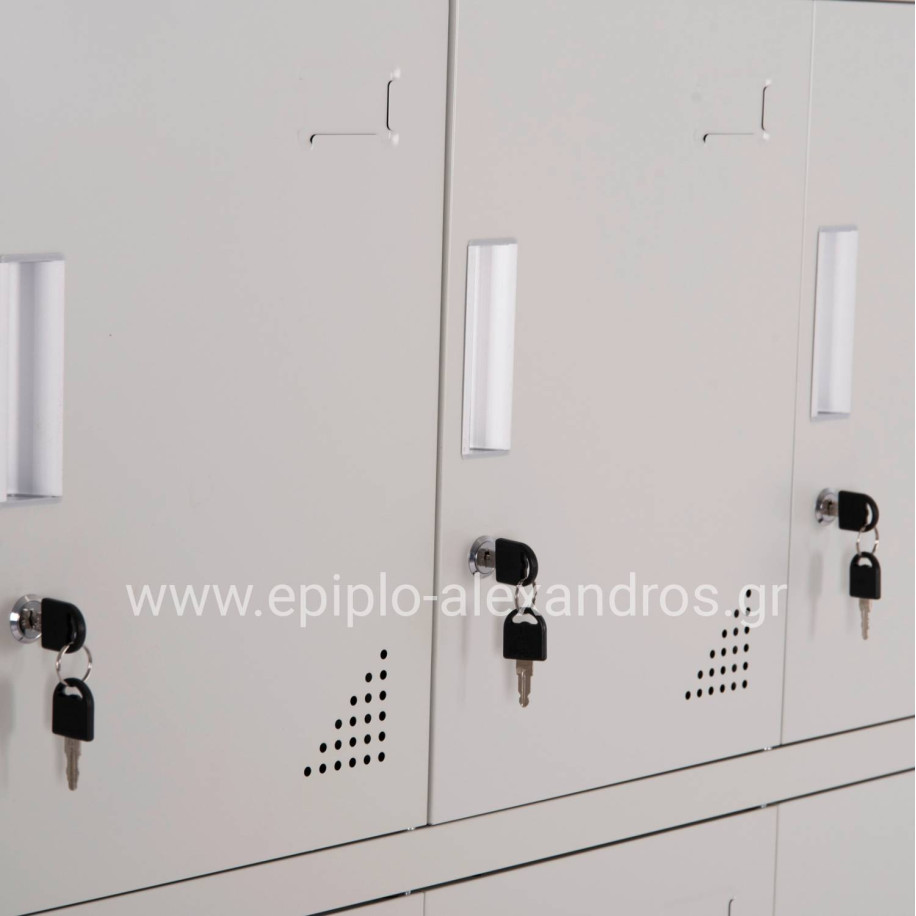 ΦΟΡΙΑΜΟΣ ΜΕΤΑΛΛΙΚΟΣ BEXLEY ΜΕ 12 ΝΤΟΥΛΑΠΑΚΙΑ ΜΕ ΚΛΕΙΔΙ HM5637.11 ΓΚΡΙ 90x45x185Υεκ