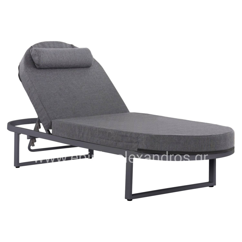 PROFESSIONAL SUNLOUNGER MALLOW HM10715.03 DARK GREY ALUMINUM & CUSHION 198x71x40,5-103Hcm.