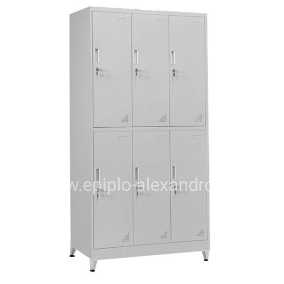 LOCKER METALLIC WITH LEGS BRAILA HM21102 6 CABINETS WITH KEY LOCKS IN LIGHT GREY 90x45x195Hcm.