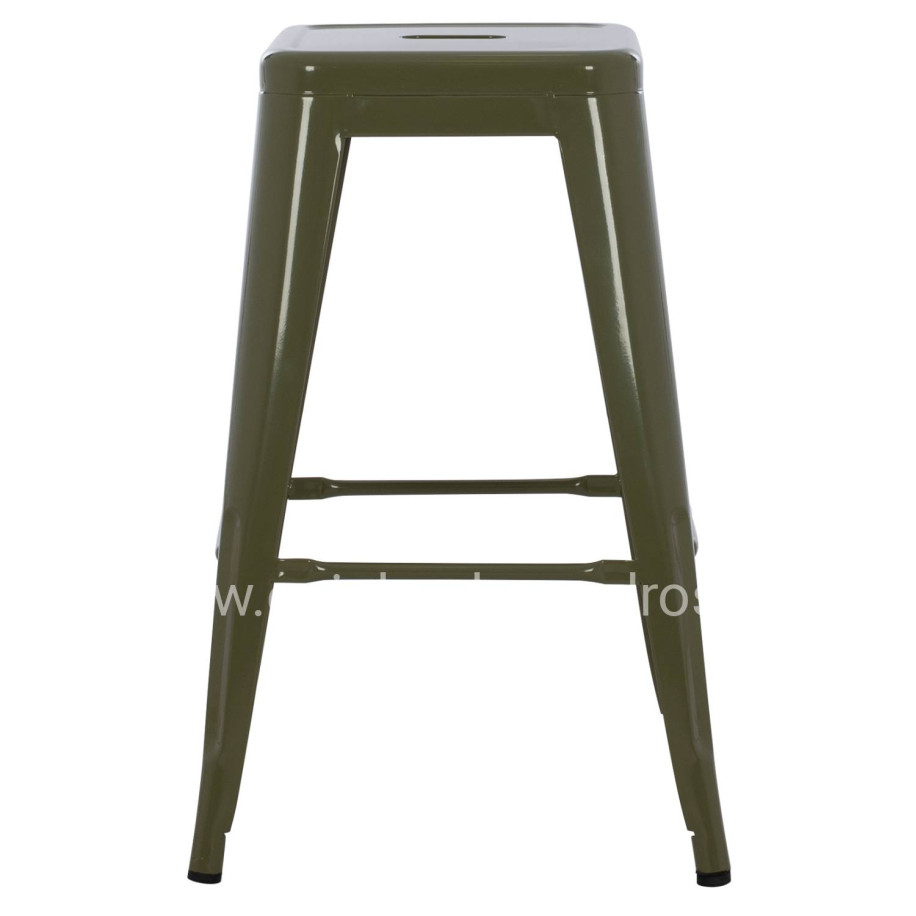 BAR STOOL MEDIUM HEIGHT MELITA-PRO HM8573.43 METAL IN DARK OLIVE GREEN 43x43x67Hcm.