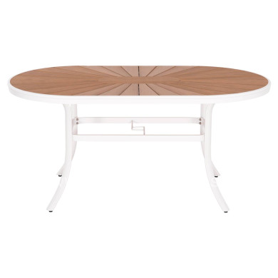 OUTDOOR DINING TABLE TELAMO HM6288.02 ALUMINUM IN WHITE & POLYWOOD TABLETOP 160X90Χ73.5Hcm.