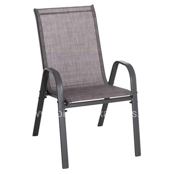 OUTDOOR ARMCHAIR LEON HM5000.41 GREY METAL FRAME & TEXTILENE-4PCS SET- 55x70x91Hcm.