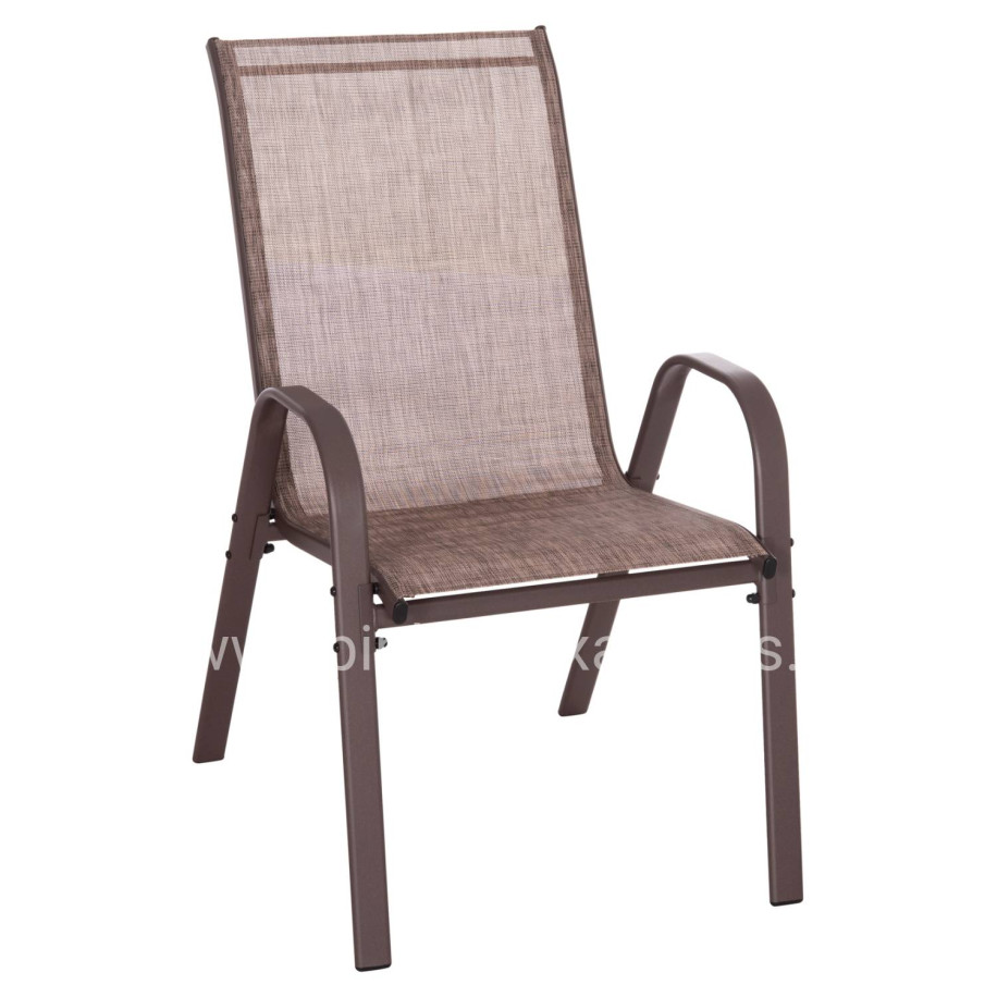 OUTDOOR ARMCHAIR LEON HM5000.42 BROWN METAL FRAME & TEXTILENE-4PCS SET- 55x70x91Hcm.