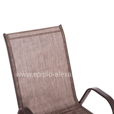 OUTDOOR ARMCHAIR LEON HM5000.42 BROWN METAL FRAME & TEXTILENE-4PCS SET- 55x70x91Hcm.