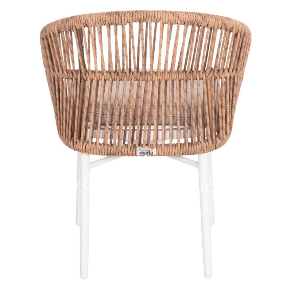 ALUMINUM ARMCHAIR ORIN HM6265.02 WHITE-P.E. RATTAN NATURAL-BEIGE CUSHION 58x61x75Hcm.