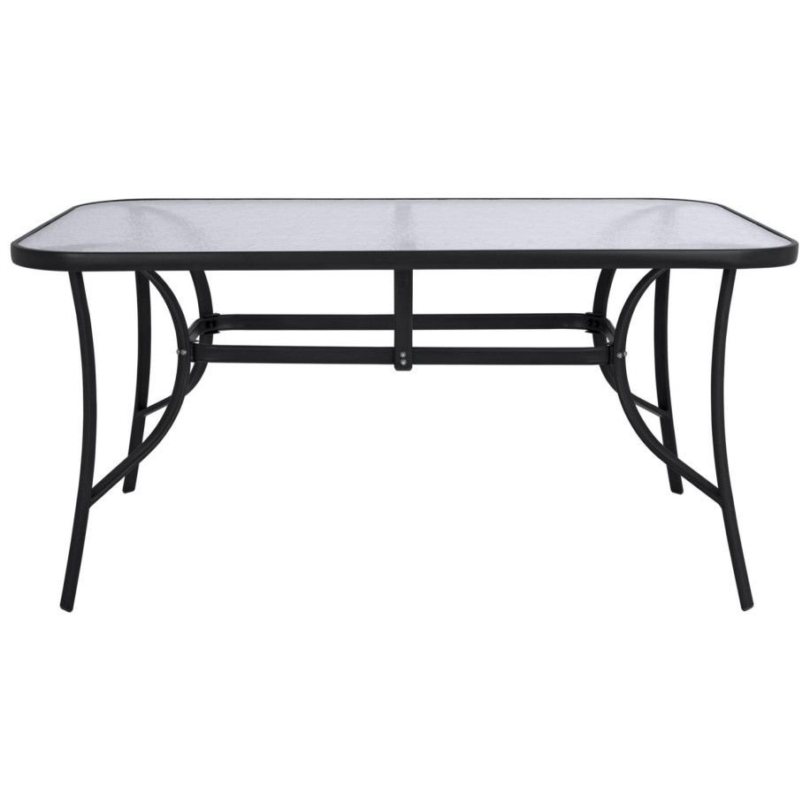 DINING TABLE BRUNO HM5145.03 METAL IN BLACK COLOR-TEMPERED GLASS 150Χ90Χ72Hcm.