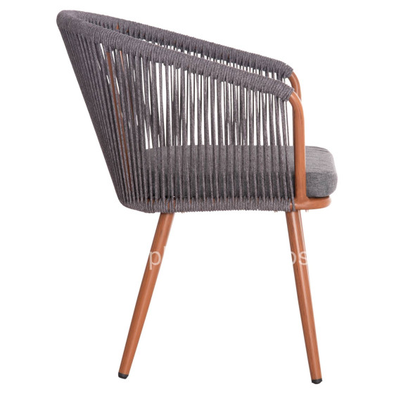 DINING CHAIR HARRIET HM5548.11 ALUMINUM BROWN FRAME-GREY P.E.ROPE 60x62x80,5Hcm.