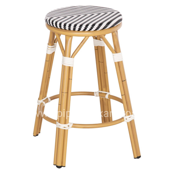 ALUMINUM MEDIUM HEIGHT BAR STOOL CHINO HM6286.03 BAMBOO LOOK & TEXTILENE BLACK 43x43x65Hcm.