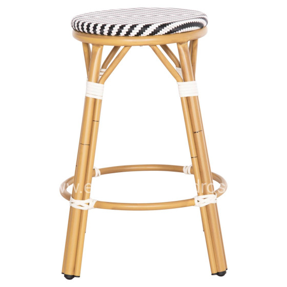 ALUMINUM MEDIUM HEIGHT BAR STOOL CHINO HM6286.03 BAMBOO LOOK & TEXTILENE BLACK 43x43x65Hcm.