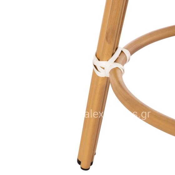 ALUMINUM MEDIUM HEIGHT BAR STOOL CHINO HM6286.03 BAMBOO LOOK & TEXTILENE BLACK 43x43x65Hcm.