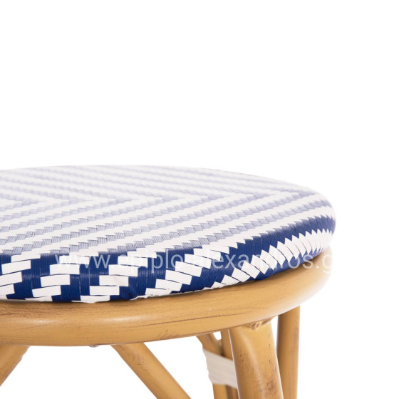 ALUMINUM MEDIUM HEIGHT BAR STOOL CHINO HM6286.05 BAMBOO LOOK & TEXTILENE IN BLUE 43x43x65Hcm.