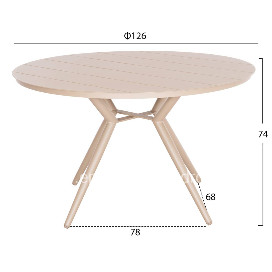 ROUND ALUMINUM TABLE HIGER HM6290.04 CAPPUCCINO Φ126x74Hcm.