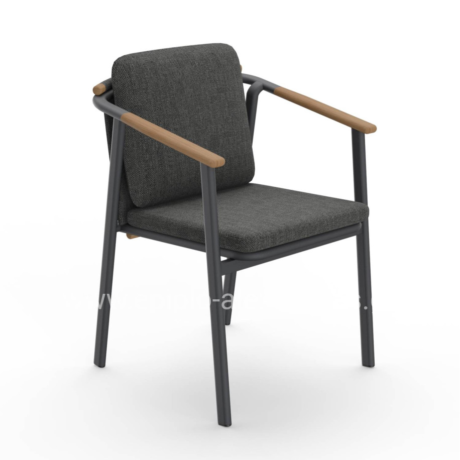 ALUMINUM DINING CHAIR SENTI HM6204.01 FRAME & OLEFIN FABRIC IN DARK GREY 60x55.5x90Hcm.