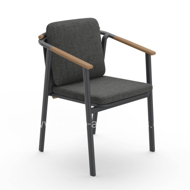 ALUMINUM DINING CHAIR SENTI HM6204.01 FRAME & OLEFIN FABRIC IN DARK GREY 60x55.5x90Hcm.