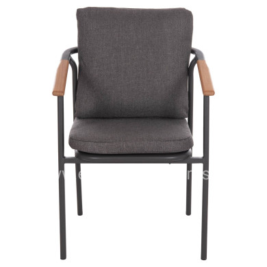 ALUMINUM DINING CHAIR SENTI HM6204.01 FRAME & OLEFIN FABRIC IN DARK GREY 60x55.5x90Hcm.