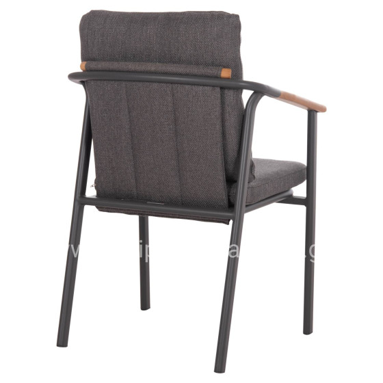 ALUMINUM DINING CHAIR SENTI HM6204.01 FRAME & OLEFIN FABRIC IN DARK GREY 60x55.5x90Hcm.