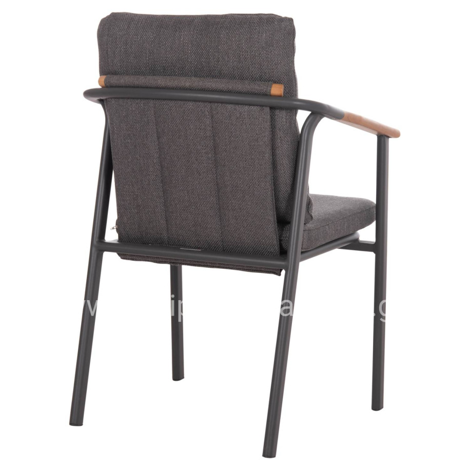 ALUMINUM DINING CHAIR SENTI HM6204.01 FRAME & OLEFIN FABRIC IN DARK GREY 60x55.5x90Hcm.
