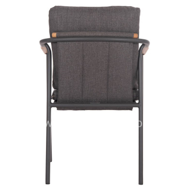ALUMINUM DINING CHAIR SENTI HM6204.01 FRAME & OLEFIN FABRIC IN DARK GREY 60x55.5x90Hcm.