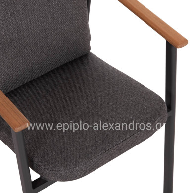 ALUMINUM DINING CHAIR SENTI HM6204.01 FRAME & OLEFIN FABRIC IN DARK GREY 60x55.5x90Hcm.