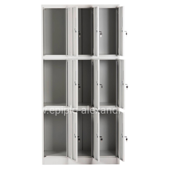LOCKER METALLIC MALMOE HM5636.11 9 CABINETS WITH KEY LOCKS IN LIGHT GREY 90x45x185Hcm.