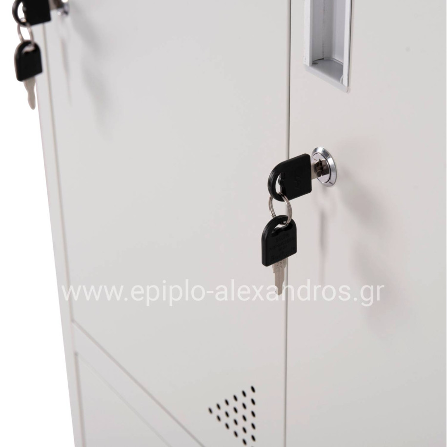 LOCKER METALLIC MALMOE HM5636.11 9 CABINETS WITH KEY LOCKS IN LIGHT GREY 90x45x185Hcm.