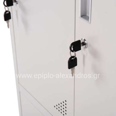 LOCKER METALLIC MALMOE HM5636.11 9 CABINETS WITH KEY LOCKS IN LIGHT GREY 90x45x185Hcm.