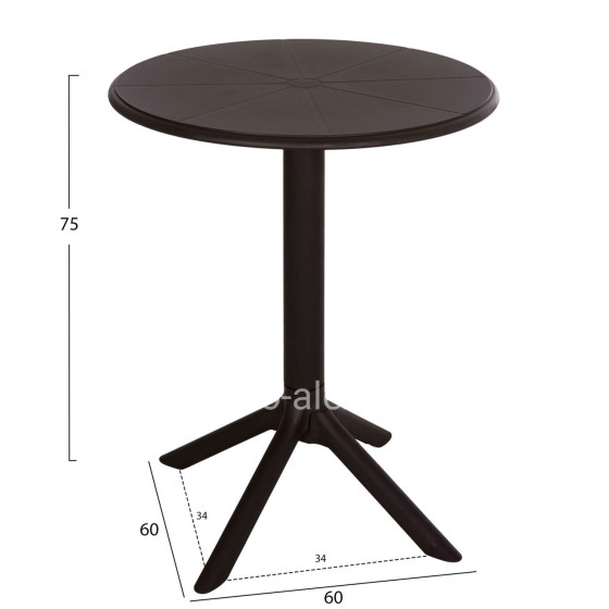 ROUND POLYPROPYLENE TABLE TERRIN HM6124.13 BROWN Φ60x75Hcm.