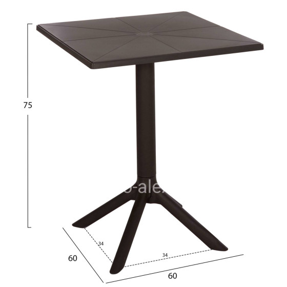 SQUARE POLYPROPYLENE TABLE TERRIN HM6125.13 BROWN 60x60x75Hcm.