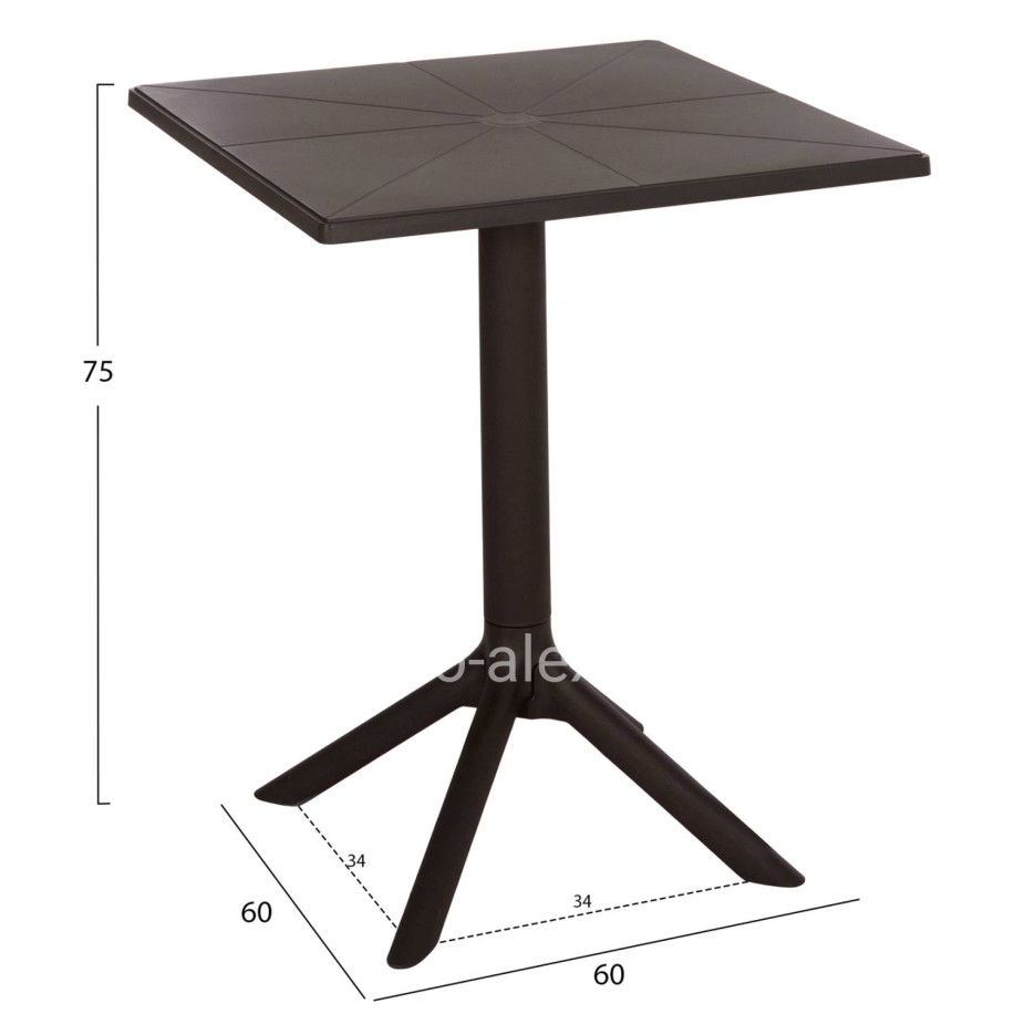 SQUARE POLYPROPYLENE TABLE TERRIN HM6125.13 BROWN 60x60x75Hcm.