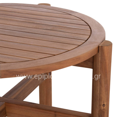 OUTDOOR ROUND COFFEE TABLE SANJI HM6222 ACACIA WOOD IN NATURAL COLOR Φ66x48.5Hcm