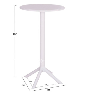 BAR TABLE ROUND TERRIN HM6126.11 POLYPROPYLENE WHITE Φ60x106Hcm.