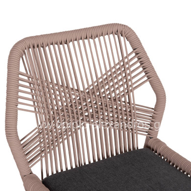 ALUMINUM DINING CHAIR HOWARD HM5547.12 DARK GREY FRAME--ROPE BEIGE & CUSHION IN DARK GREY 55.5x60x84.5Hcm.