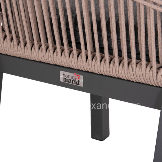 ALUMINUM DINING CHAIR HOWARD HM5547.12 DARK GREY FRAME--ROPE BEIGE & CUSHION IN DARK GREY 55.5x60x84.5Hcm.