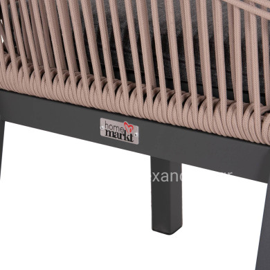 ALUMINUM DINING CHAIR HOWARD HM5547.12 DARK GREY FRAME--ROPE BEIGE & CUSHION IN DARK GREY 55.5x60x84.5Hcm.