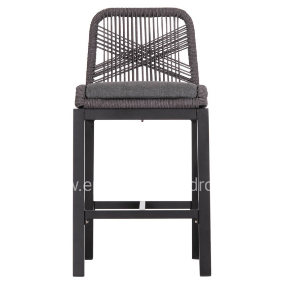 BAR STOOL MEDIUM HEIGHT HOWARD HM5791.23 ALUMINUM IN BLACK--DARK GREY ROPE 47.5x55x94.5Hcm.