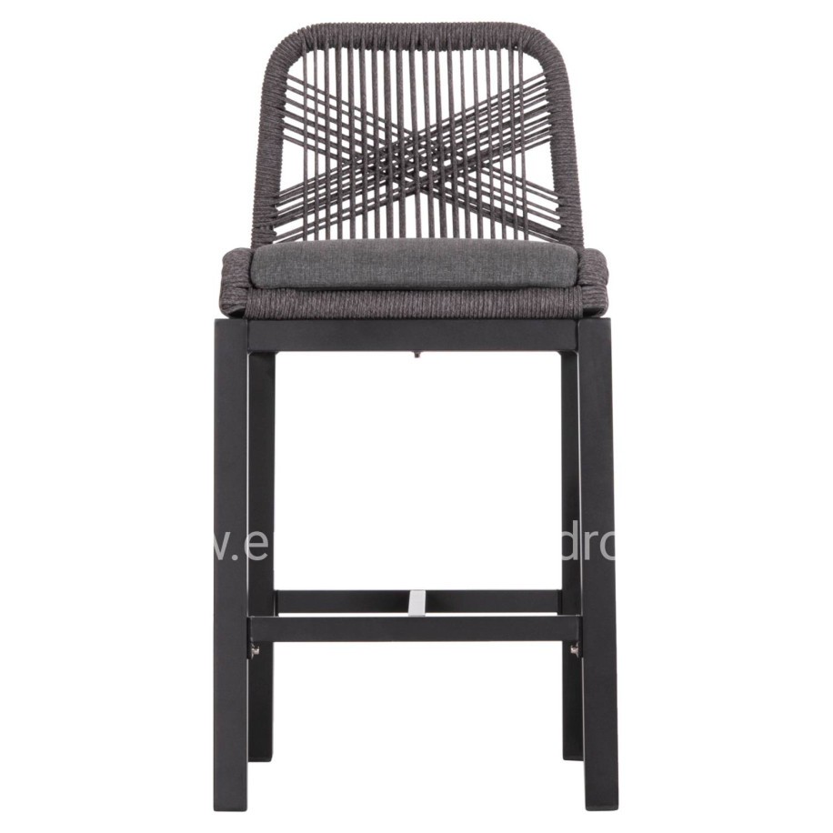 BAR STOOL MEDIUM HEIGHT HOWARD HM5791.23 ALUMINUM IN BLACK--DARK GREY ROPE 47.5x55x94.5Hcm.