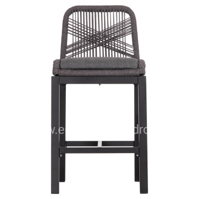 BAR STOOL MEDIUM HEIGHT HOWARD HM5791.23 ALUMINUM IN BLACK--DARK GREY ROPE 47.5x55x94.5Hcm.