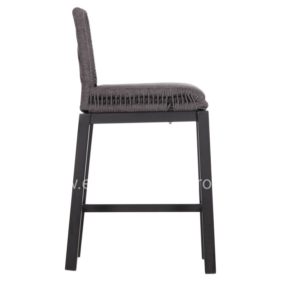 BAR STOOL MEDIUM HEIGHT HOWARD HM5791.23 ALUMINUM IN BLACK--DARK GREY ROPE 47.5x55x94.5Hcm.