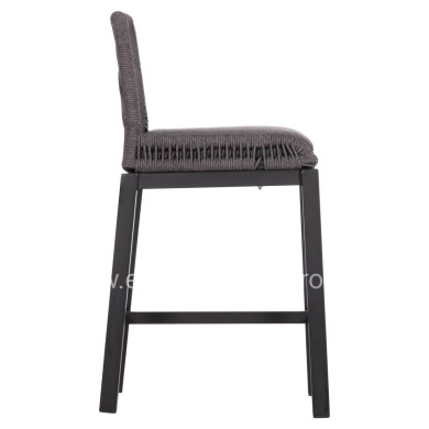 BAR STOOL MEDIUM HEIGHT HOWARD HM5791.23 ALUMINUM IN BLACK--DARK GREY ROPE 47.5x55x94.5Hcm.