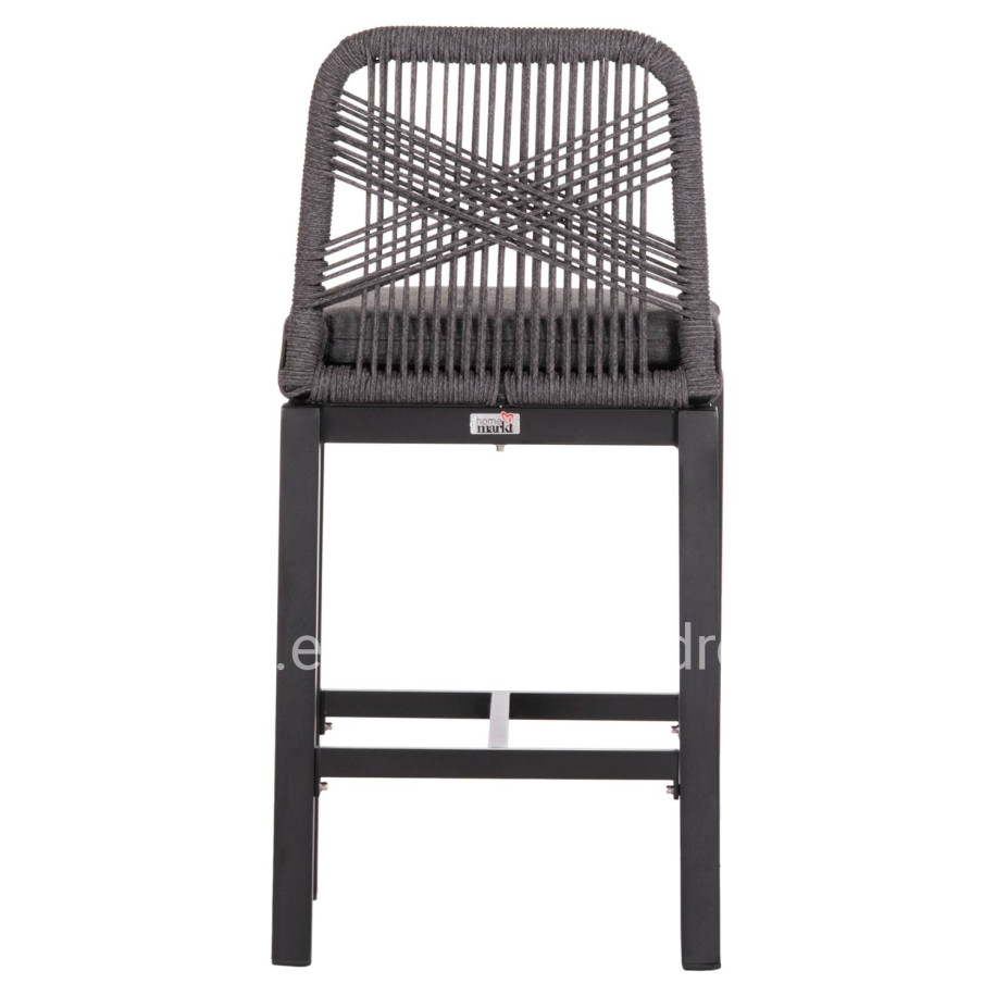 BAR STOOL MEDIUM HEIGHT HOWARD HM5791.23 ALUMINUM IN BLACK--DARK GREY ROPE 47.5x55x94.5Hcm.
