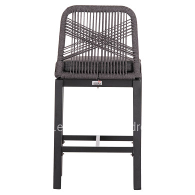 BAR STOOL MEDIUM HEIGHT HOWARD HM5791.23 ALUMINUM IN BLACK--DARK GREY ROPE 47.5x55x94.5Hcm.
