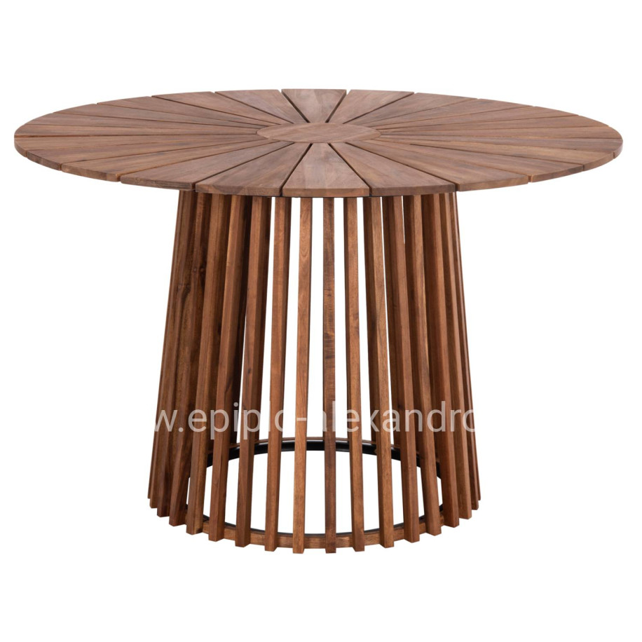 OUTDOOR DINING TABLE CRISTOBAL HM6234 ACACIA WOOD-METAL Φ120x76Hcm.