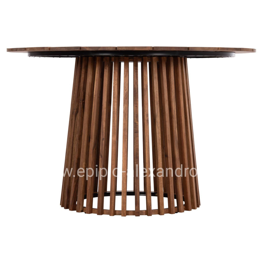 OUTDOOR DINING TABLE CRISTOBAL HM6234 ACACIA WOOD-METAL Φ120x76Hcm.