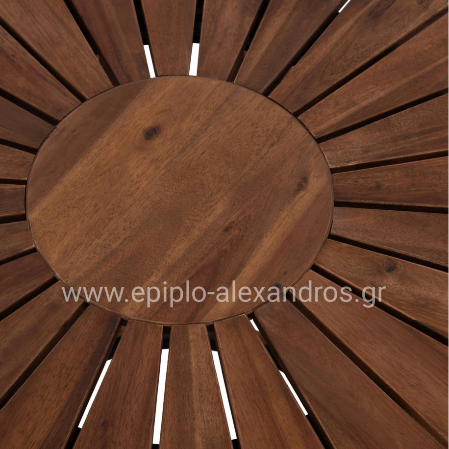 OUTDOOR DINING TABLE CRISTOBAL HM6234 ACACIA WOOD-METAL Φ120x76Hcm.